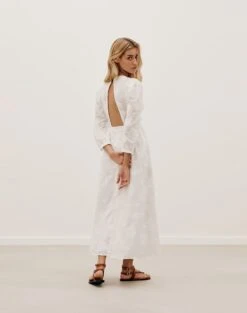 Amelie Midi Dress - Off White -Women Clothing Sales AMELIEDETAILMIDIDRESS BACK