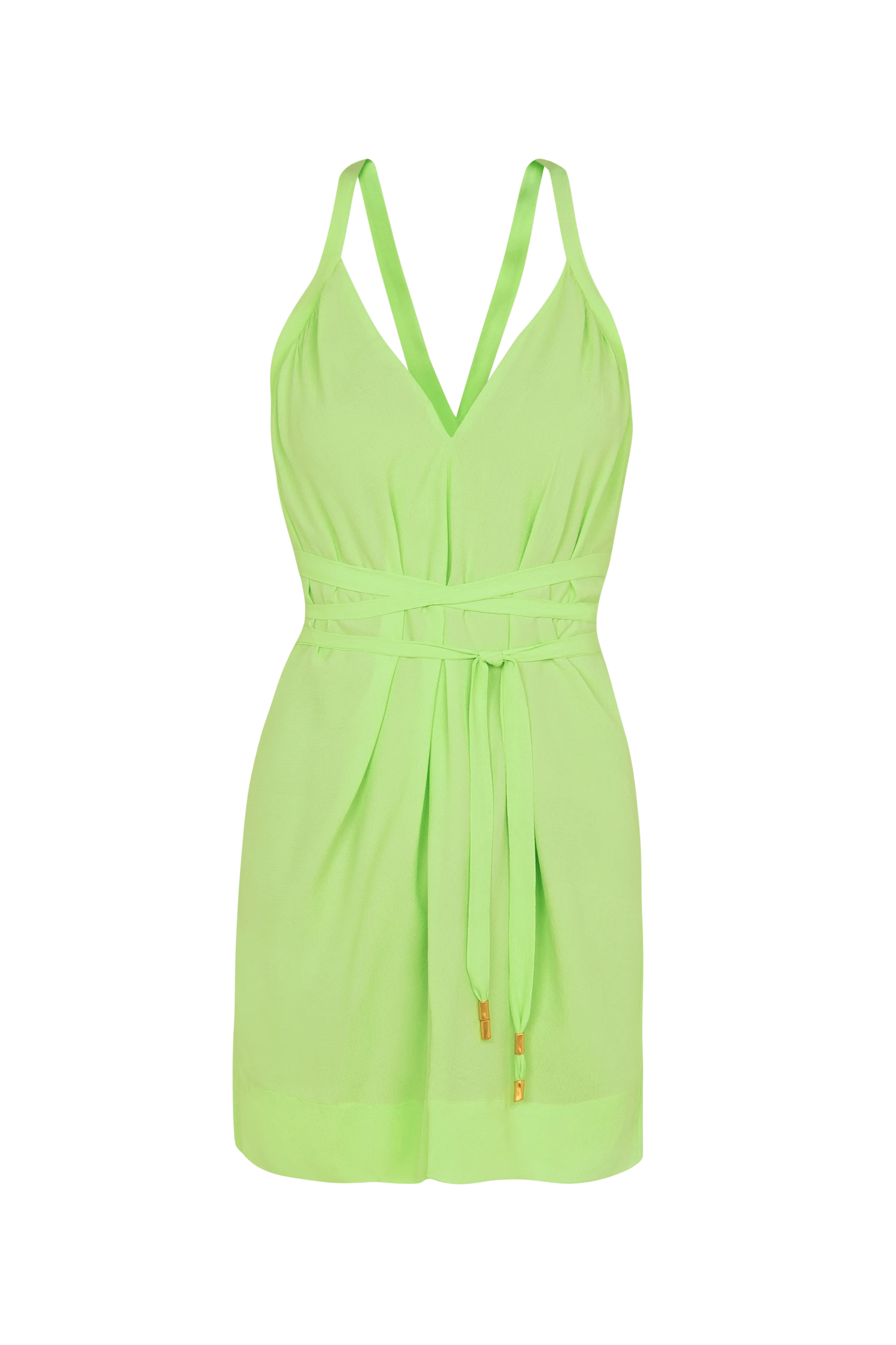 Audrey Detail Short Dress - Lime 4 Audrey Detail Short Dress - Lime - Image 4