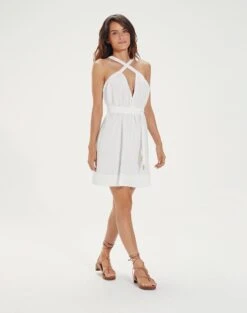 Audrey Detail Short Dress - Off White