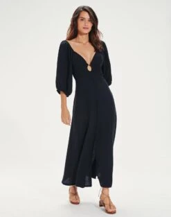 Rosa Midi Dress - Black