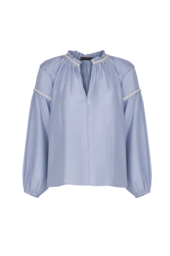 Cami Detail Long Sleeve Blouse - Blue Jeans -Women Clothing Sales CamiDetailLongSleeveBlouse flat