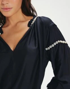 Cami Detail Long Sleeve Blouse - Black 9 Cami Detail Long Sleeve Blouse - Black -Women Clothing Sales CamiDetailLongsleeveBlouse detail