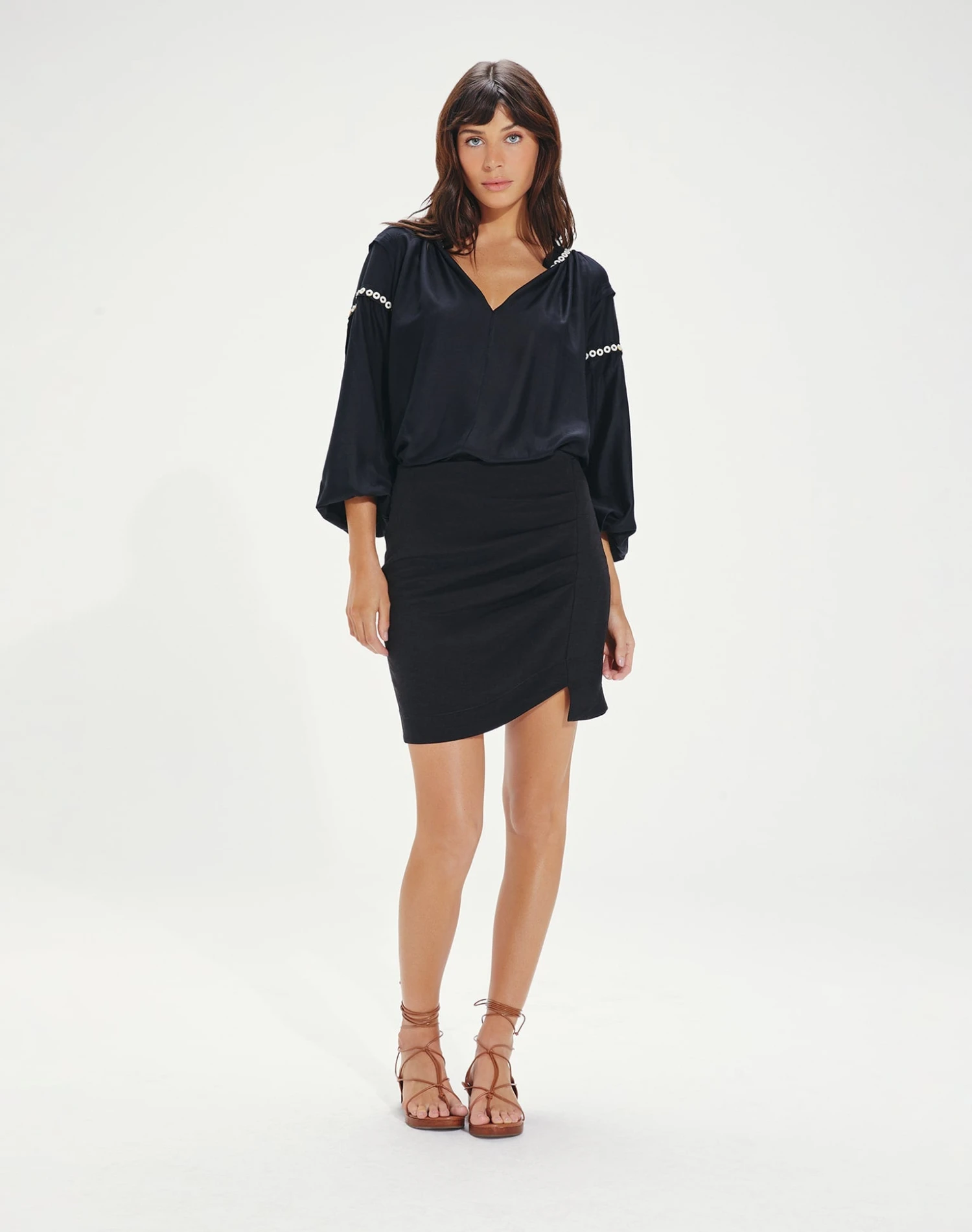 Cami Detail Long Sleeve Blouse - Black 2 Cami Detail Long Sleeve Blouse - Black - Image 2