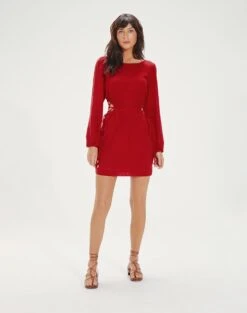 Carina Detail Short Dress - Red Pepper