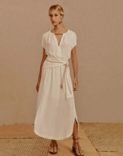 Claire Midi Dress - Off White -Women Clothing Sales Claire Detail Midi Dress2