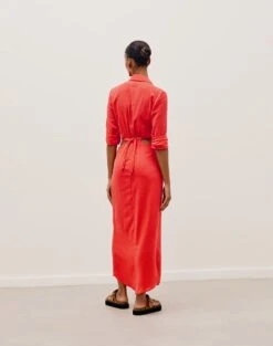 Dandara Detail Long Dress - Tomato -Women Clothing Sales DANDARA DETAIL LONG DRESS BACK
