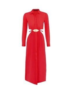 Dandara Detail Long Dress - Tomato -Women Clothing Sales DANDARA DETAIL LONG DRESS FLAT