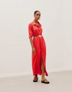 Dandara Detail Long Dress - Tomato -Women Clothing Sales DANDARA DETAIL LONG DRESS FRONT 8d8915eb 030b 4e17 accf de7b71139ff2