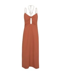 Daisy Detail Long Dress - Rust -Women Clothing Sales DaisyDetailMidiDress flat 1