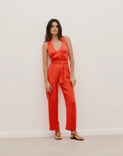Hannah Detail Jumpsuit - Tomato