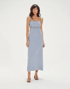 Isadora Detail Long Dress - Blue Jeans