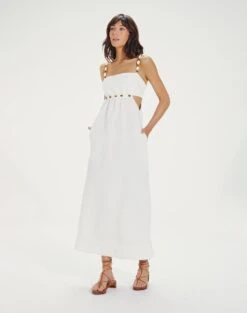Isadora Detail Long Dress - Off White