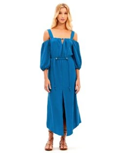 Jade Detail Midi Dress - Pacific