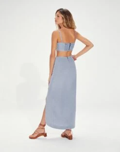 Lana Detail Midi Skirt - Blue Jeans -Women Clothing Sales LanaDetailMidiSkirt back 1