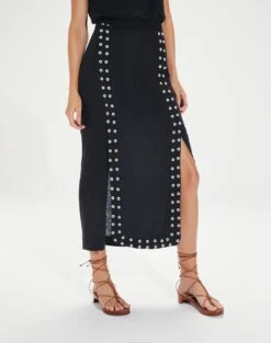 Lana Detail Midi Skirt - Black -Women Clothing Sales LanadetailMidiskirt detail