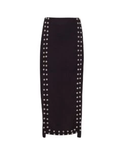 Lana Detail Midi Skirt - Black