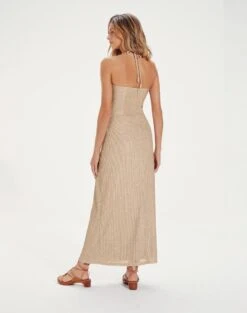 Luana Detail Long Dress - Matcha -Women Clothing Sales LuanaDetailLongDress back