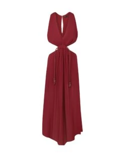 Nayara Long Dress - Cranberry -Women Clothing Sales NAYARADETAILLONGDRESS FLAT