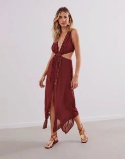 Nayara Long Dress - Cranberry