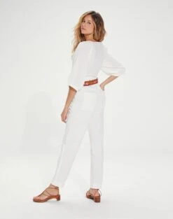 Norman Long Sleeve Blouse - Off White -Women Clothing Sales NormanLongSleeveBlouse back 1