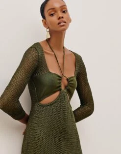 Penny Long Dress - Avocado -Women Clothing Sales PENNYLONGDRESS DETAIL 1