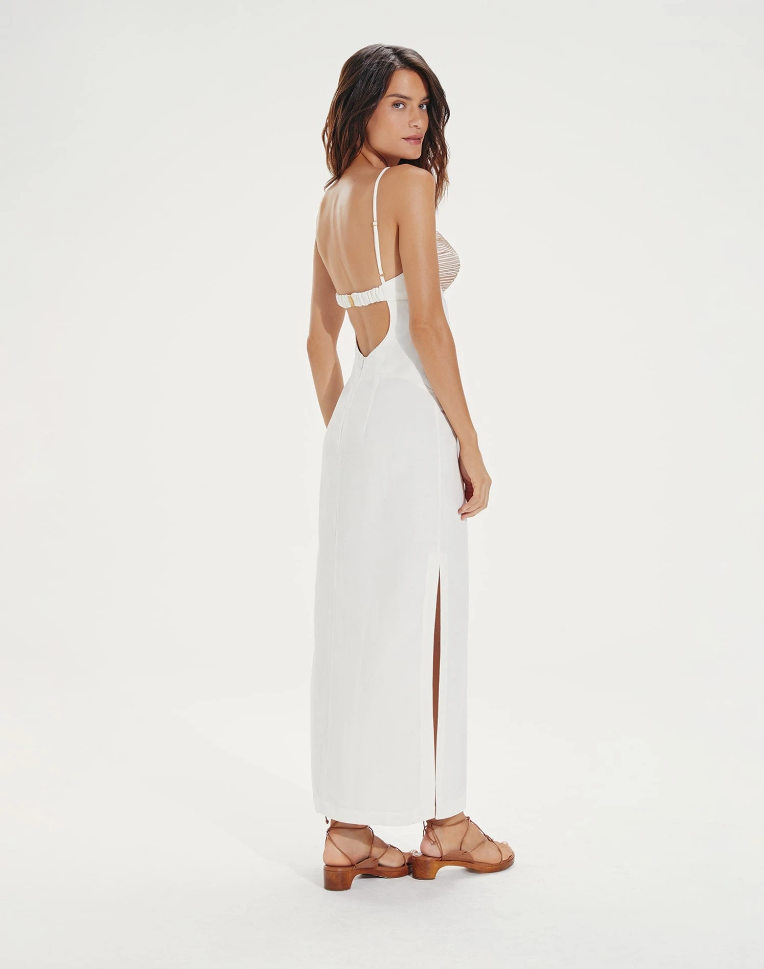 Phoebe Detail Long Dress - Off White 4 Phoebe Detail Long Dress - Off White - Image 4