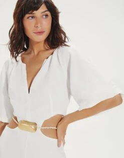 Tanya Detail Long Dress - Off White -Women Clothing Sales TanyaDetailLongDress detail