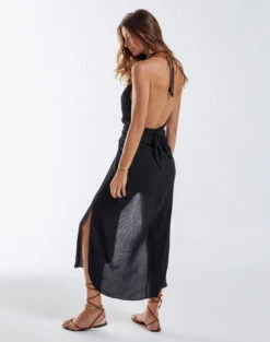 July Detail Long Dress - Black -Women Clothing Sales black july dress back