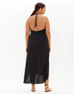 July Detail Long Dress - Black -Women Clothing Sales black july dress back plus