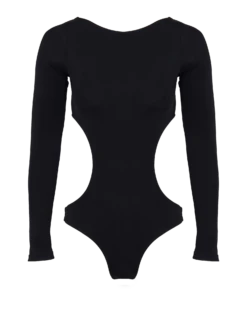 Long Sleeve One Piece - Black -Women Clothing Sales black long sleeve 1pc flat