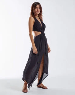 Nayara Detail Long Dress - Black -Women Clothing Sales black nayara dress 2