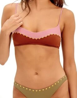 Laila Block Top - Pistachio Camel -Women Clothing Sales block luli bikini 2