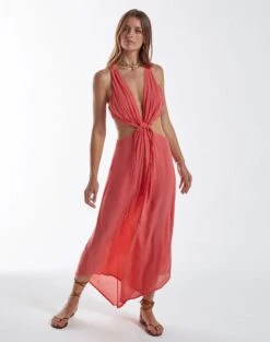 Nayara Detail Long Dress (final Sale) - Chilli