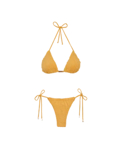 Scales Ripple Tie Side Bottom - Mustard -Women Clothing Sales mustard scales tri top flat bikini
