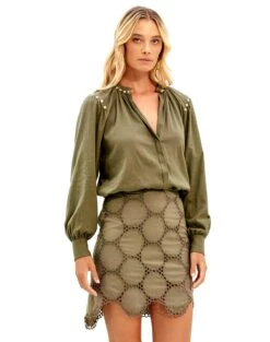 Edite Blouse - Pistachio -Women Clothing Sales pistachio edite blouse eyelet pam skirt