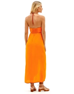 Melanie Detail Midi Dress - Tangerine -Women Clothing Sales tangarine melanie dress back