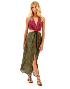 Nayara Detail Long Dress - Volpi Green