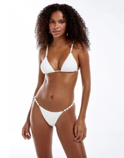 Firenze Beads Tri Parallel Top - White -Women Clothing Sales white firenze beads bikini 9d4c7358 a388 432f b48a 2566fde47c52
