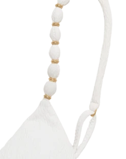 Firenze Beads Tri Parallel Top - White -Women Clothing Sales white firenze beads top detail flat